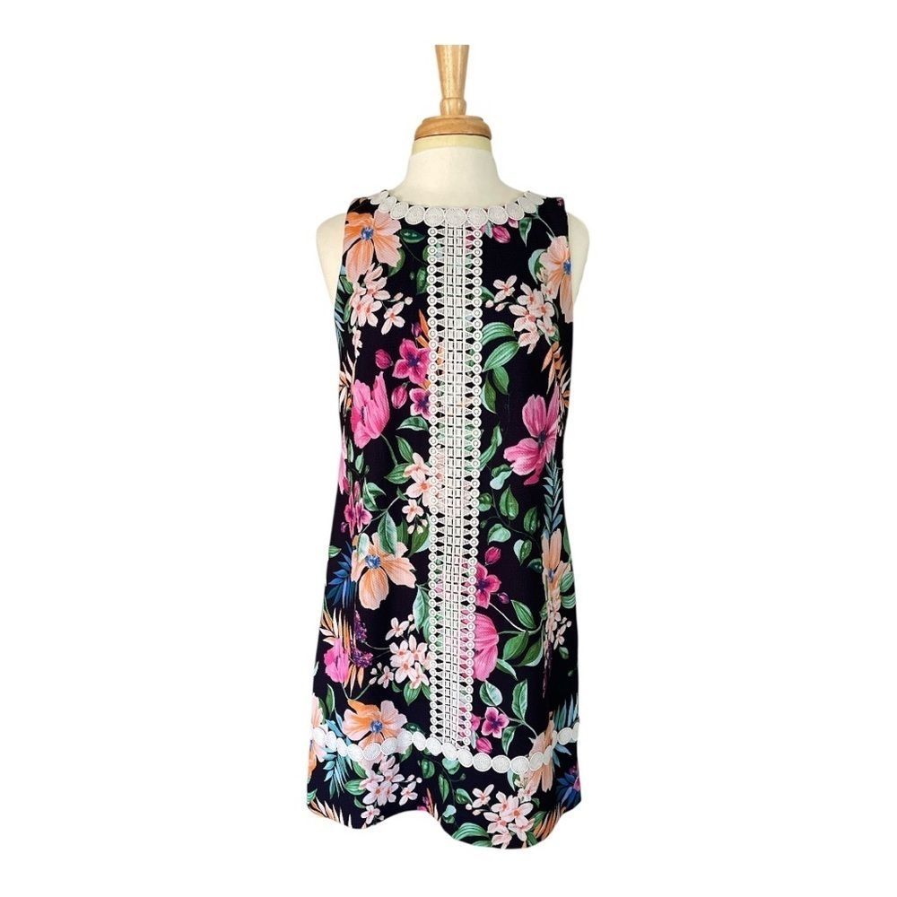 Eliza J Navy Tropical Floral Sleeveless Dress